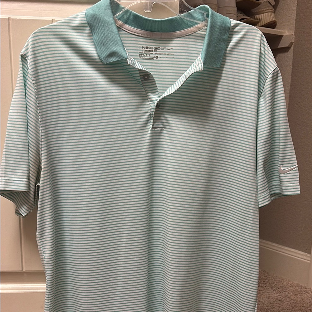 Nike Turquoise and White Polo Shirt Performance Fabric